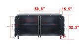 Stronger Vintage Style Buffet Cabinet, Lacquered Accent Storage 4 Door Wooden Cabinets,Thickened W144583481