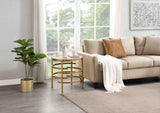 Modern Side Table, Pandora Sintered Stone End Table, Golden Small Coffee Table, 20.67''W 20.67''D W1071P144269