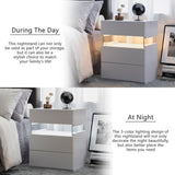 LED Nightstands 3 Drawer Dresser for End Table with Acrylic Board LED Bedside Tables for W2178132092