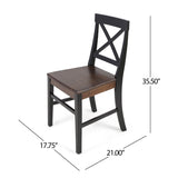 ZNTS Roshan Farmhouse Acacia Wood Dining Chairs, Black / Walnut 62888.00BWALN