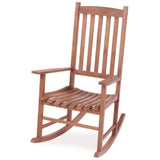 ZNTS Acacia Indoor Rocking Chair, Outdoor Solid Wood Patio Furniture New Style Light Brown W2640P209680