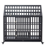 ZNTS Heavy Duty Dog Cage pet Crate with Roof & window on roof 84941990