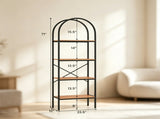 4Tier Arched Freestanding Bookshelf, Industrial Metal Frame Display Storage Rack with AntiTip 96878096