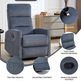 Manual Recliner Chair with Rocker and Swivel in Fabric for Living Room, Blue Grey W3224P289274