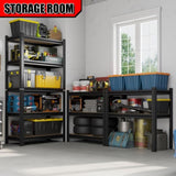 5 Tier Storage Rack, Adjustable Height Shelving, Warehouse Supermarket Basement Storage, Black W1831P271222