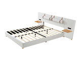Queen Size Upholstered Platform Bed, Two Outlets and USB Charging Ports on Both Sides, Two Bedside 25985797