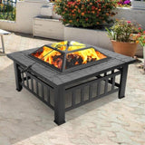 ZNTS Portable Courtyard Metal Fire Pit with Accessories Black 52194990