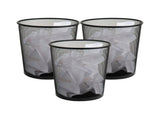 Mesh Trash Can, Set of 3, Waste Paper Basket, Metal, 11.5"L x 11.5"W x 13.75"H, Black 76567002