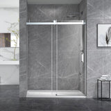 ZNTS 56-60 x 76 Single Sliding Frameless Shower Door in Brushed Nickel with Soft-Closing and 3/8 W1056133612