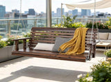 4.5 ft Wooden Porch Swing, 880 lbs Load Capacity, Heavy Duty Patio Bench with Hanging Chains, 86925308