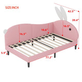 Twin size Upholstered Rabbit-Shape Daybed, Sofabed with Rabbit Ear Headboard, Pink N733P208516H