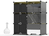 3Tier MultiSpace Cat Enclosure Cage, Indoor Cat Play House with Litter Box Drawer, Reversible 15975338