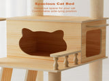 59" Modern Cat Tower, Wood Cat Tree Tower for Indoor Cats, Cat Treewith Sisal-Covered Scratching W3101P383595