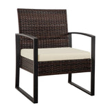 3 Piece Outdoor PE Wicker Furniture Set, Patio Brown Rattan Sectional Sofa Couch with Washable 73937025