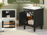 18" French Style Bathroom Cabinet with Storage, Small Space Solution with Ceramic Sink, Adjustable N710P415332B
