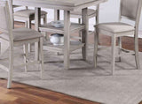 Dining Room Furniture Counter Height 5pc Set Square Table w Shelves Cushion Chairs Modern Style B01146567