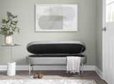 Contemporary Storage Bench in Chrome Metal and Grey Faux Leather B202P223834