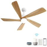 52 Inch Ceiling Fan With Dimmable LED Light 5 Solid Wood Blades Smart Remote Control Reversible DC W934P200090