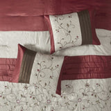 Embroidered 7 Piece Comforter Set Red King B03596927