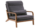 High Back Solid Wood Armrest Backrest Iron Frame Bronzing Cloth Indoor Leisure Chair Dark Grey 44411438