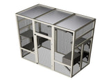 Large Outdoor Gray Wooden Catio Solid Wood Cat Enclosure with 5 Platforms & 2 Resting Boxes, W773P321839