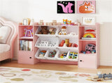 Pink Kids Toy Organizer with 8 Storage Bins, Anti-Tipping Design Open Shelves Cabinet for 3 Years 11264051