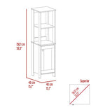 Linen Single Door Cabinet 59" H, Two Interior Shelves, Two Open Shelves, Light Oak / White B097133250