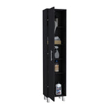 Laska 70" Tall Storage Cabinet Broom Closet with Broom Hangers,and Four Shelves Black B200P240253