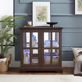LED Curio Display Cabinet,Antique Display Cabinet with Adjustable Shelves,Retro Design Quality W2275P231694