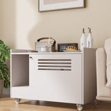 White Cat Litter Box Enclosure,Hidden Litter Box Furniture with top side fence,Wooden Pet House Side W3166P266380