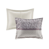 7 Piece Jacquard Comforter Set Purple Queen B03597199