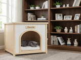 Modern Indoor Wooden Dog House with Removable Cushion Solid Cedar Pet House for Small Dogs & Cats, W3799P382209