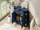 U_STYLE 55.1" Modern Storage Cabinet 2 Doors & 2 Drawers, Stripe MDF Sideboard with Aluminum N711P345168V