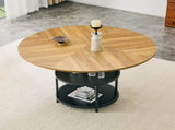 47.3-inch diameter modern splicing circular dining table - double-layer storage, wood and black W1151P428201