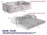 72.4 inch convertible sofa bed, corduroy fabric sofa with two side storage pockets and two cushions, W3505P355571