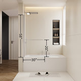 30 in. W * 58 in. H rotation shaft door Shower Doors for Bathtub, 1/4" Thick SGCC Tempered W2965P277718