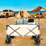 ZNTS Folding Wagon, Heavy Duty Utility Beach Wagon Cart for Sand with Big Wheels, Adjustable Handle&Drink 78723841