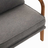 Oak Armrest Oak Upholstered Single Lounge Chair Indoor Lounge Chair Dark Grey 81136898