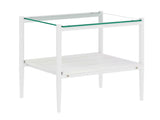 Set of 2 Rectangle End Table, Tempered Glass Tabletop with MDF layer, Modern Table for Living Room , W241P184247
