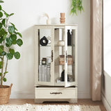 Glass Cabinet Lighted Glass Cabinet Curio Display Cabinet with Adjustable Glass Shelves 2 Doors and W2275P178889