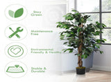 4FT Artificial Ficus Tree - 504 PEVA/Polyester Leaves, Multiple Trunks, Green 44479741