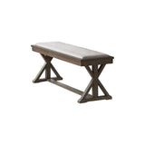 Ash Gray Contemporary Solid wood Veneer Dining Room 1pc Bench Cream Cushion Seat Unique Legs Bench B011P160336