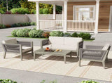 4-Pieces Acacia Wood Patio Furniture, Outdoor Furniture with Coffee Table, Patio Conversation N780P171148F