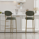 29'' H Seat Height Upholstered Bar Stools Set of 2 Faux Leather Counter Dining Stool with Golden W1757P227879