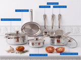 Stainless Steel 10-Piece Cookware Set with Lids and Utensils 33988809