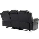 Home Theater Seating Manual Recliner Chair with Center Console and LED Light Strip for Living Room, WF310727AAB