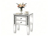 () 2-Drawer MDF Bedside Table with Mirror Finish 16.2*13*24.8in Silver 57490002