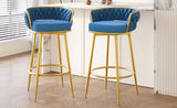 Swivel Counter Height Bar Stools Set of 2, 31." Bar Height Stools with Hand-Woven Backrest & Gold N762P216979C