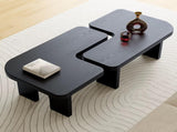 Modern Black Wooden Nesting Coffee Table Set, 70.86" Extendable Splicing Center Table for Living W2295P365033