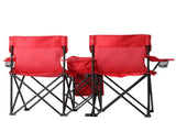 2-Seat Outdoor Folding Chair with Removable Umbrella for Beach, Camping and Fishing, Red 10133595